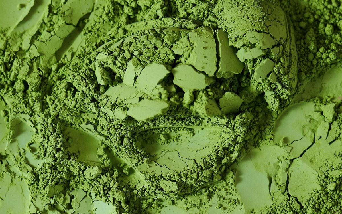 matcha tea powder in closeup