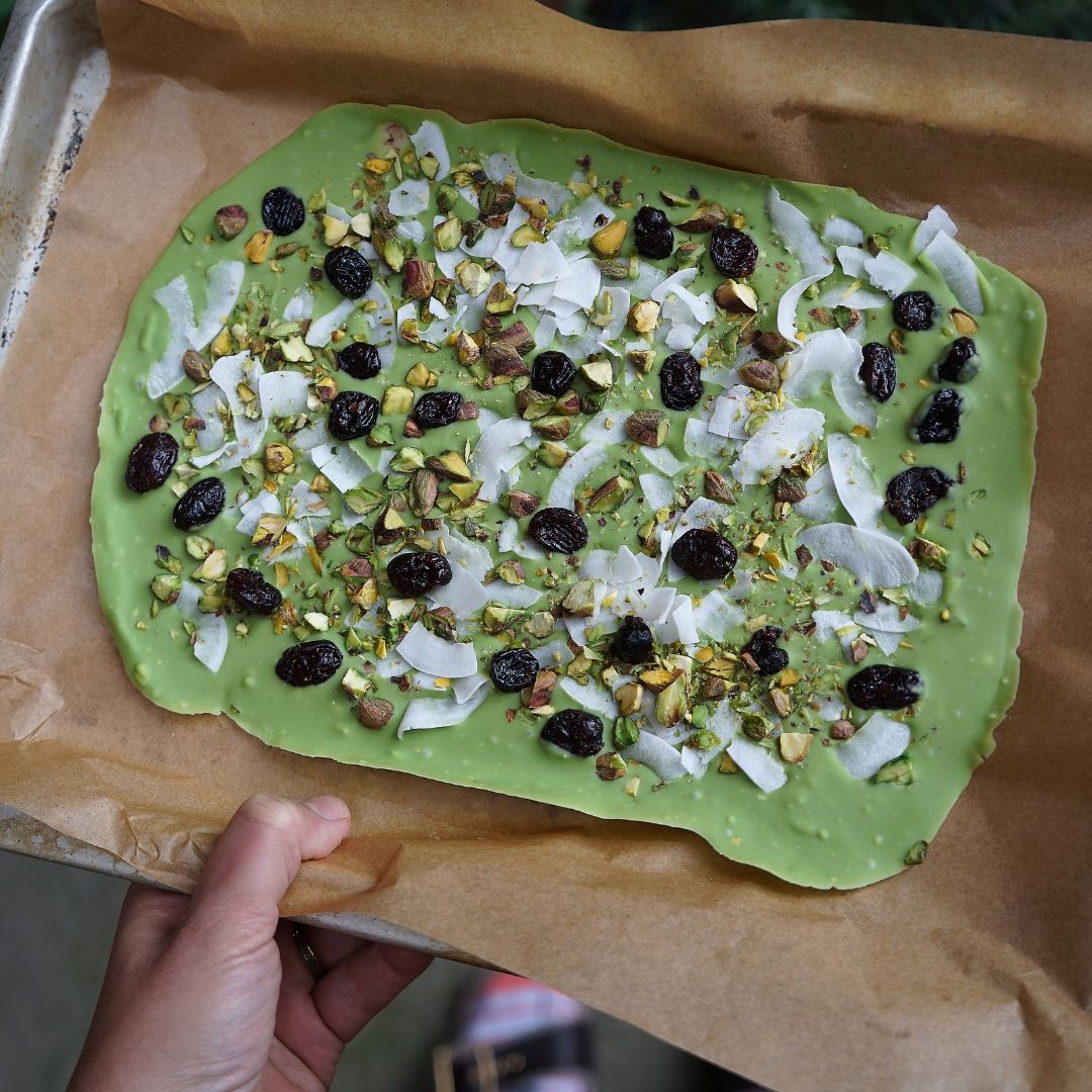 Christmas Matcha White Chocolate Bark