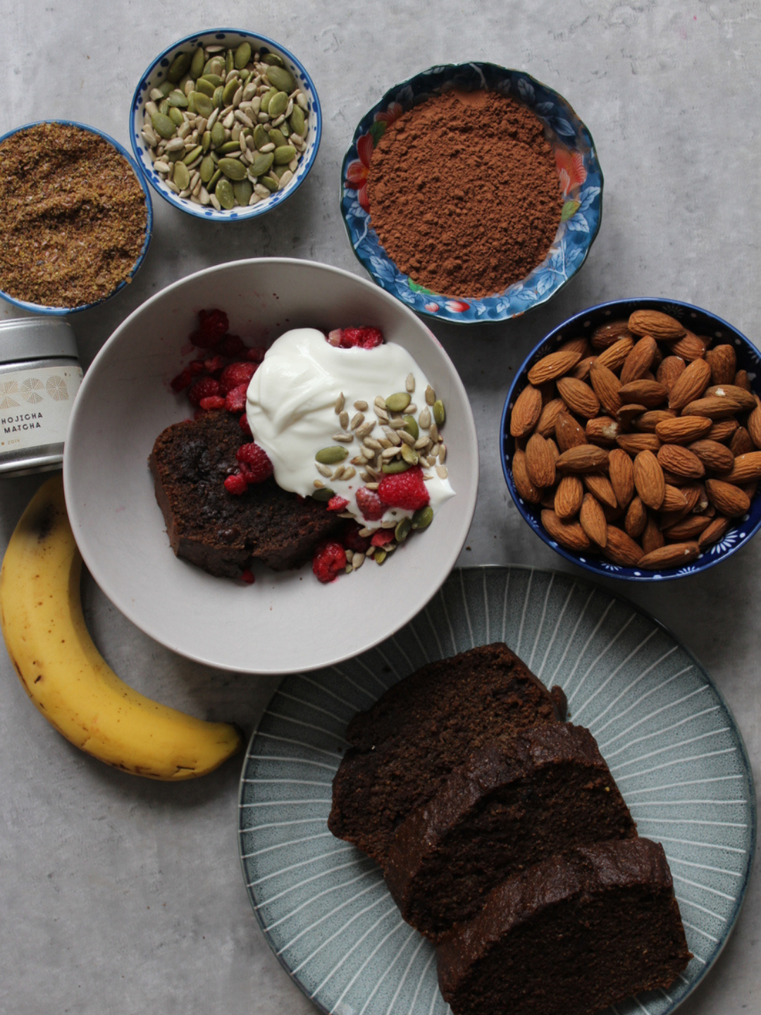 Double chocolate hojicha banana bread
