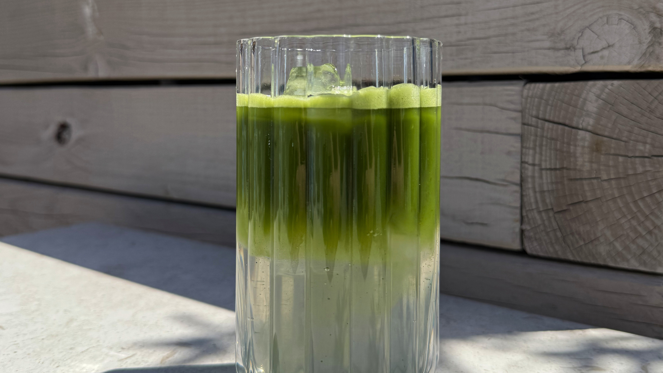 Glass of iced matcha