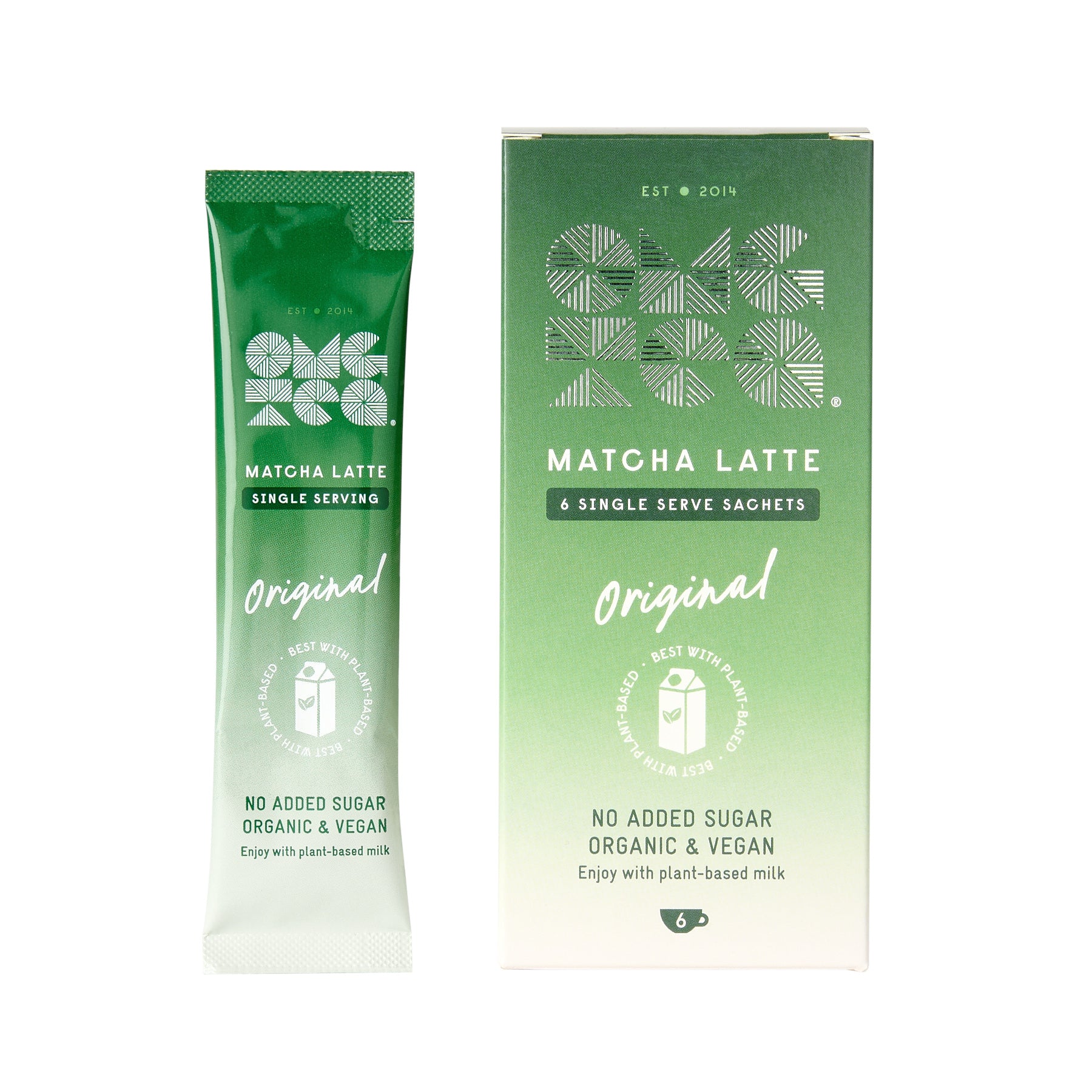 OMGTea matcha latte sachet and box